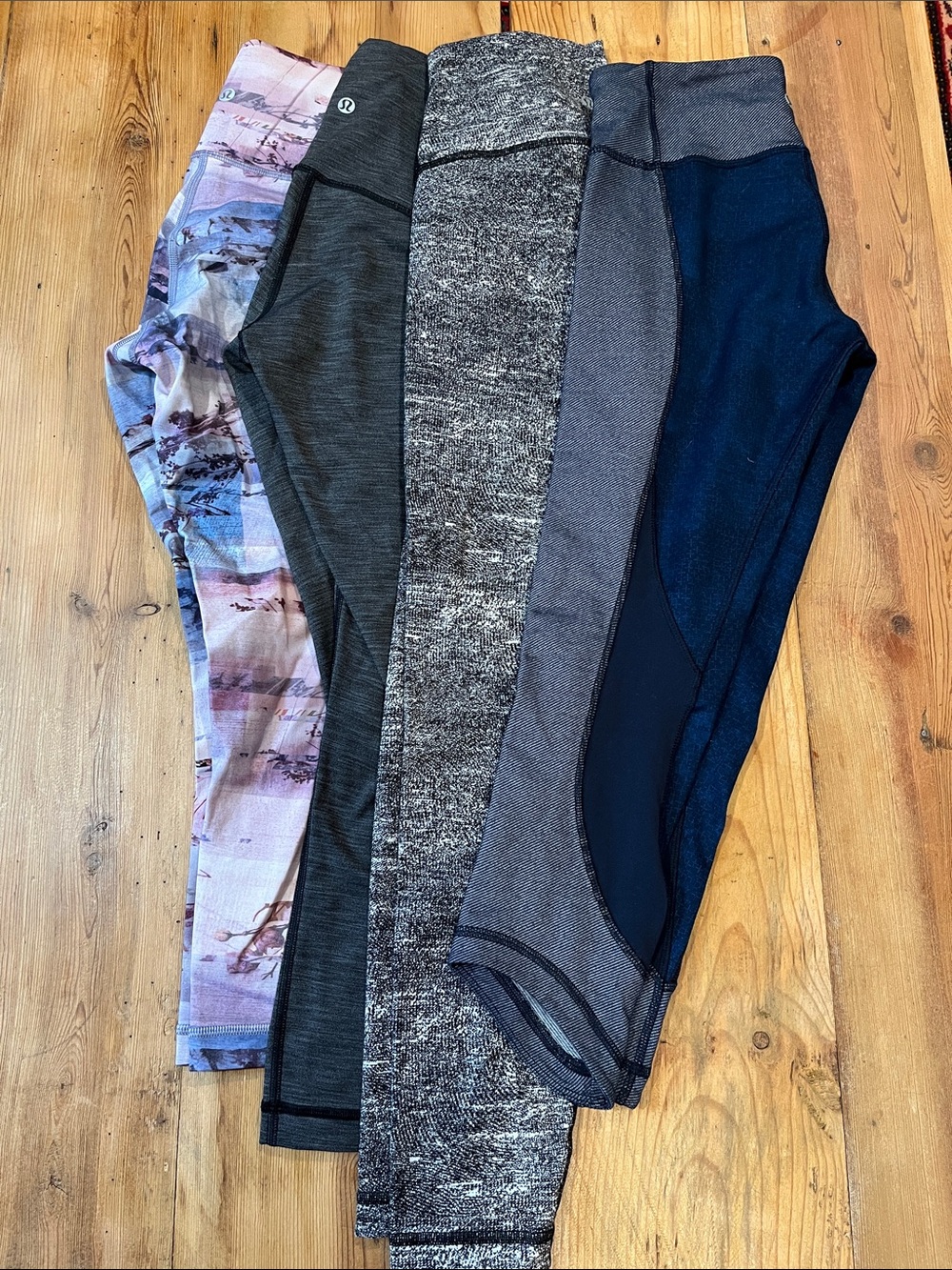 Set/4 LULULEMON 4 Cropped Leggings Capri Floral Denim Static